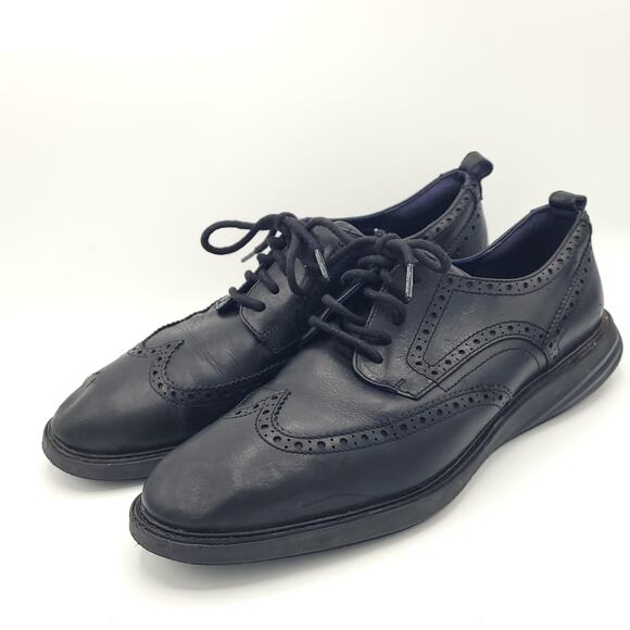 Cole Haan grand evolution Black Oxfords Wingtip Brogue men's size 10 - Picture 1 of 8